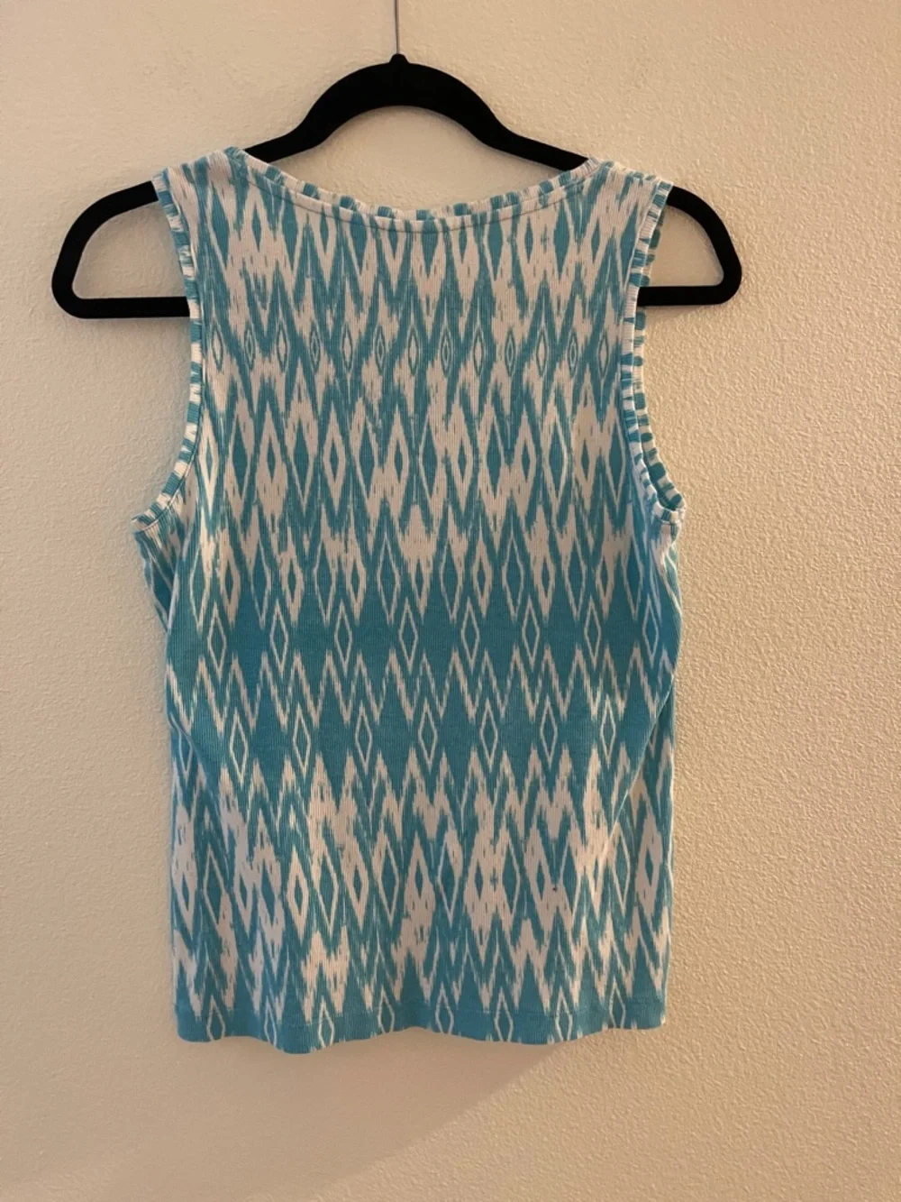 Chico's Teal and White Sleeveless Geometric Tank - Picture 3 of 3